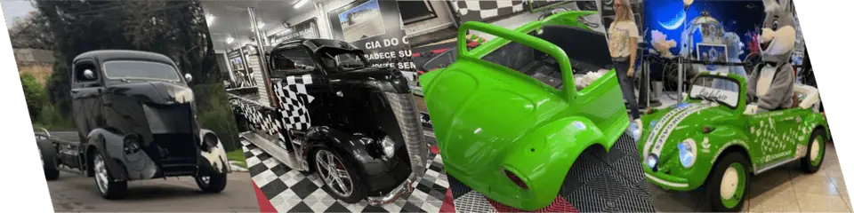 Miniaturas de veículos da Customizadora lado a lado